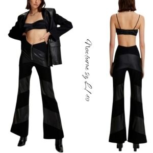 NWT Nocturne Black High-Waisted Flare Leg Faux Leather Pants sz L
